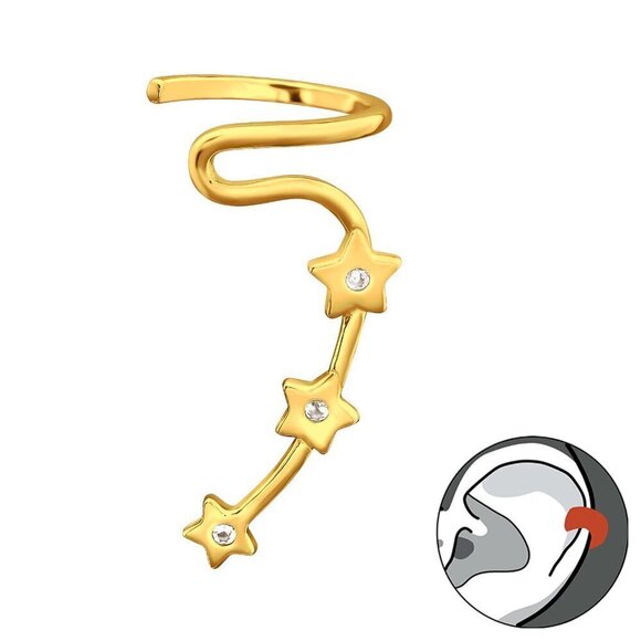 14k Gold Vermeil Star Ear Cuff - Picture 1 of 8